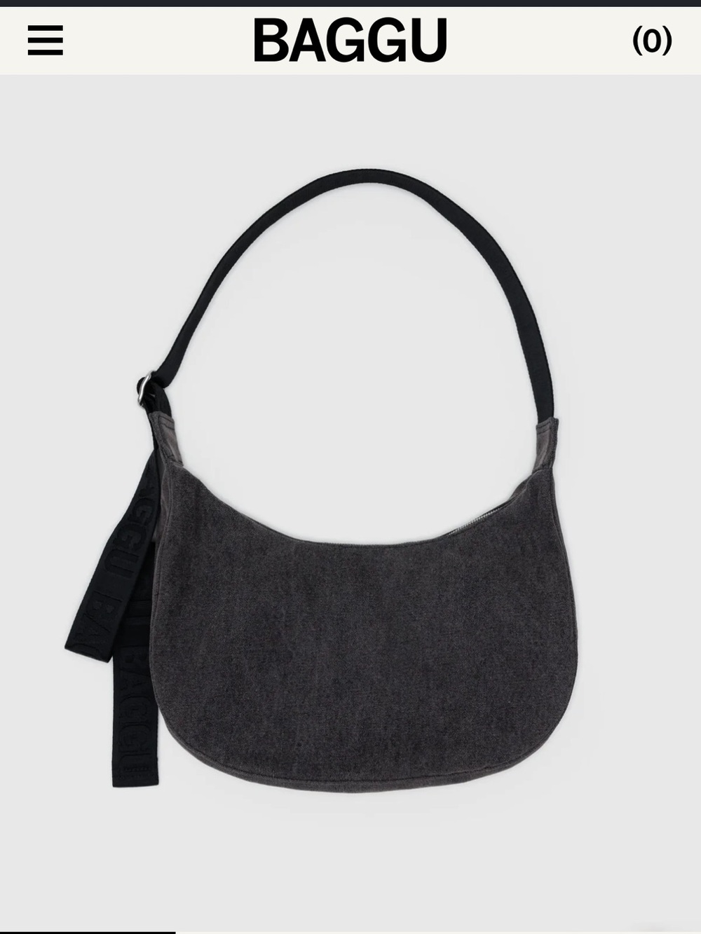 BAGGU Charcoal denim crescent bag